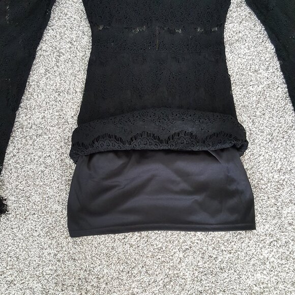 Lulus Bewitching Babe Black Lace Bell Sleeve Mini Dress S - Picture 13 of 15